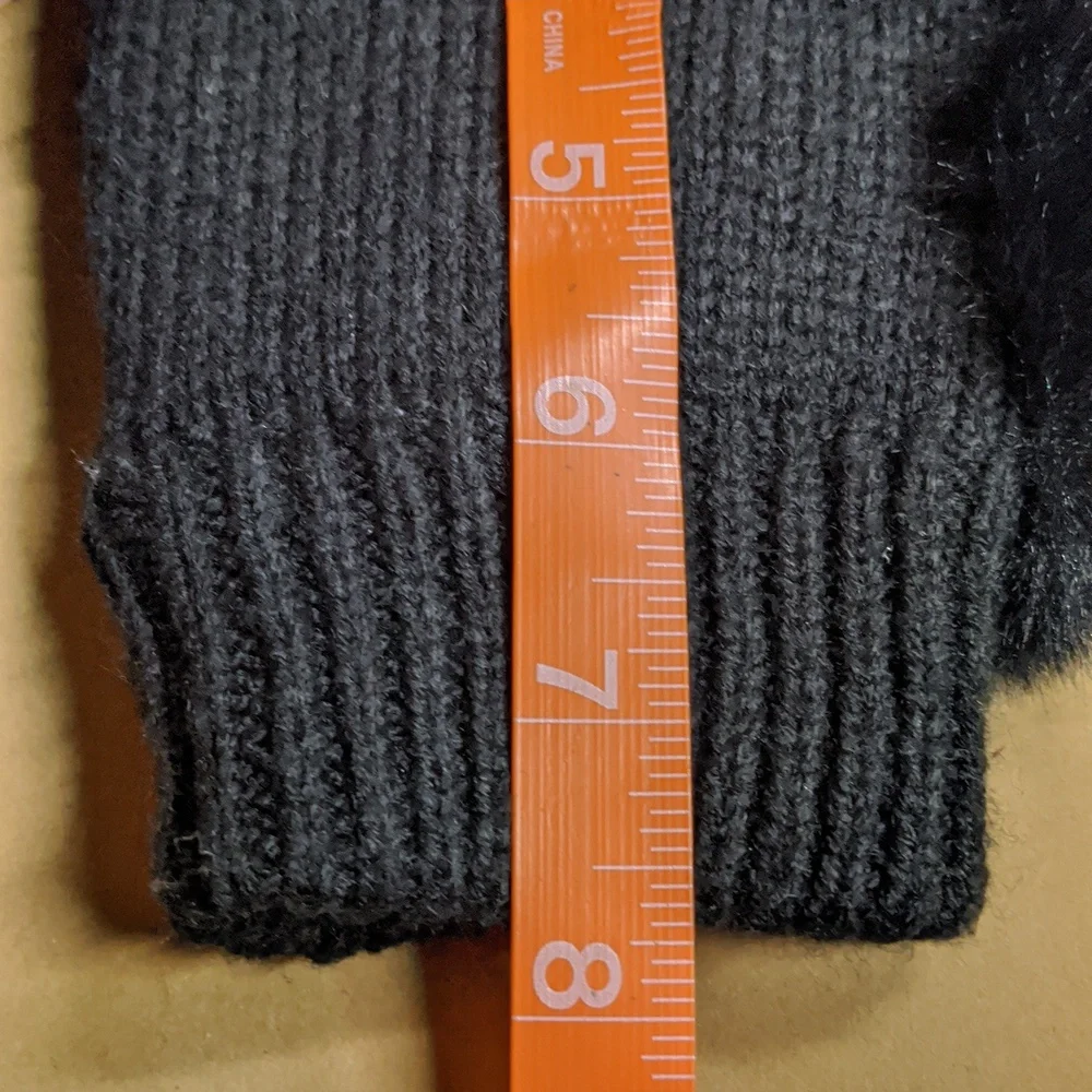 Faux Fur and Knit Youth Mittens Black